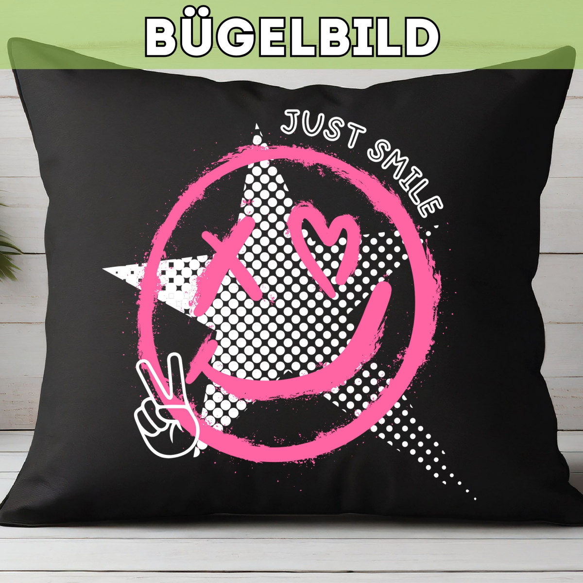 Bügelbild Big Smile pink